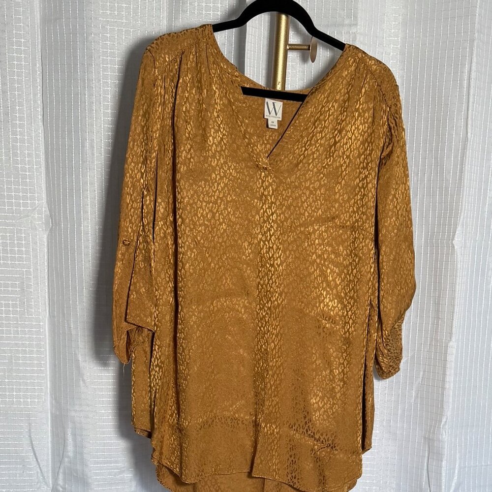 Gold Leopard Print Blouse – Worthington, Size 2XL